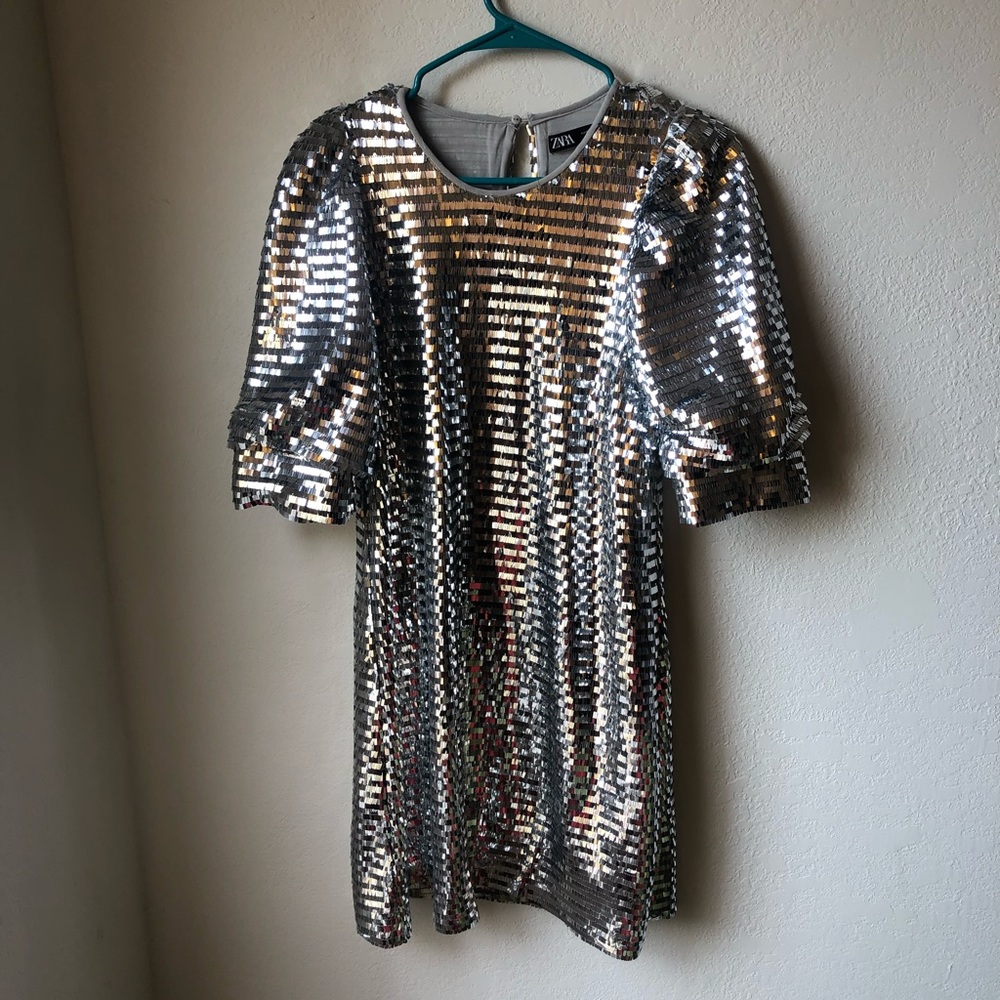 Zara mini dress with silver sequins
